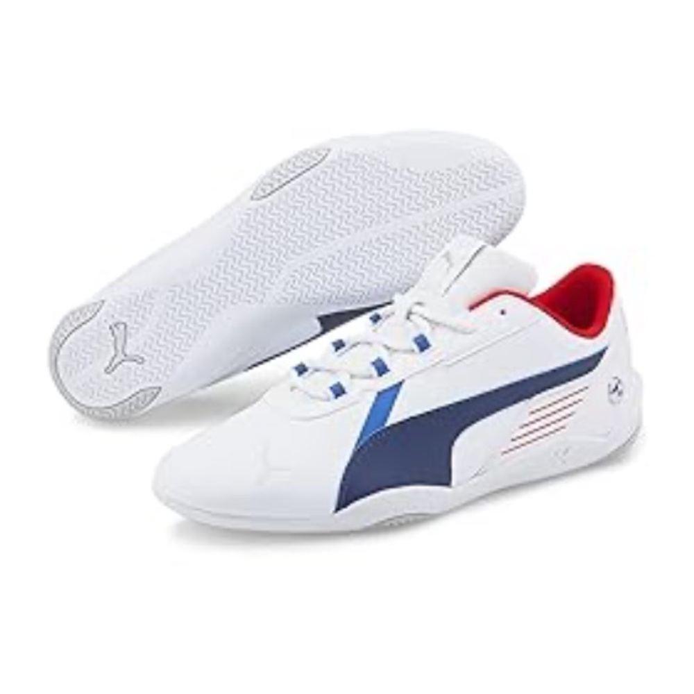 🆕 BMW+Puma White and Red Motorsport Sneakers with Blue Stripe! 💥